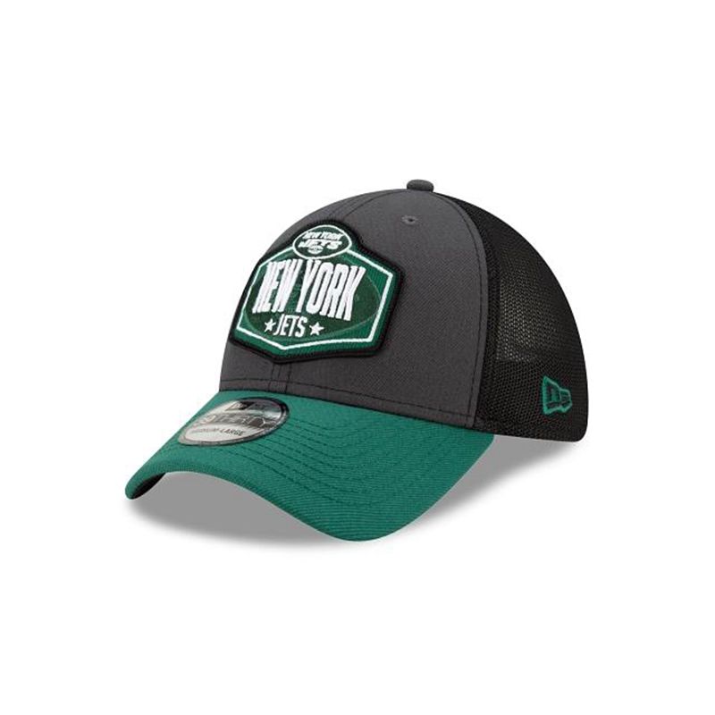 NFL New York Jets Draft 39Thirty Stretch Fit (TTW0856) - Grey New Era Caps